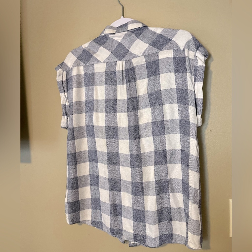 Rails Checkered Cuff Sleeve Button Down Shirt - image 5